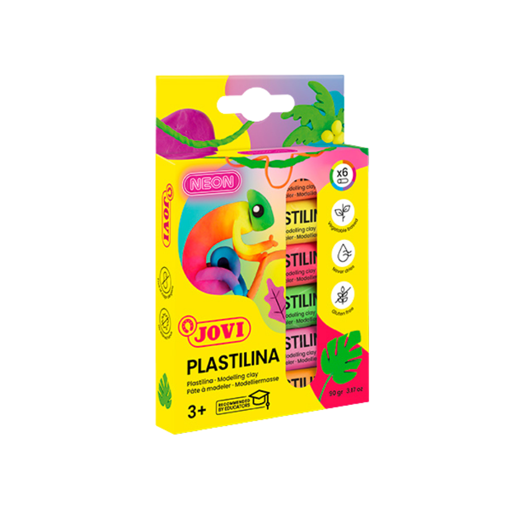 JOVI Plastilina Neon 6 pack, vivid fluorescent plastisin colours