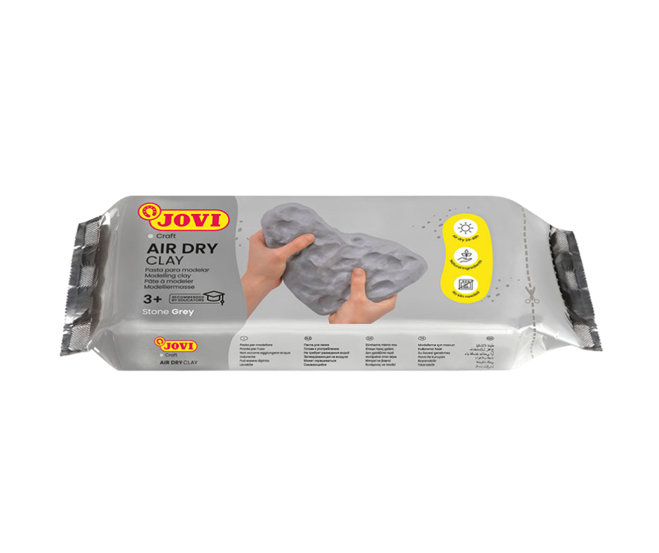 JOVI air dry clay 500g stone grey pack, matte modern finish, CE EN71 certified